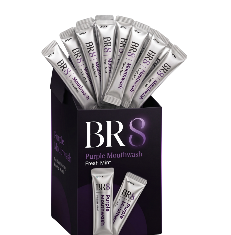 BR8 Purple Mouthwash Box mit einzeln portionierten Sticks