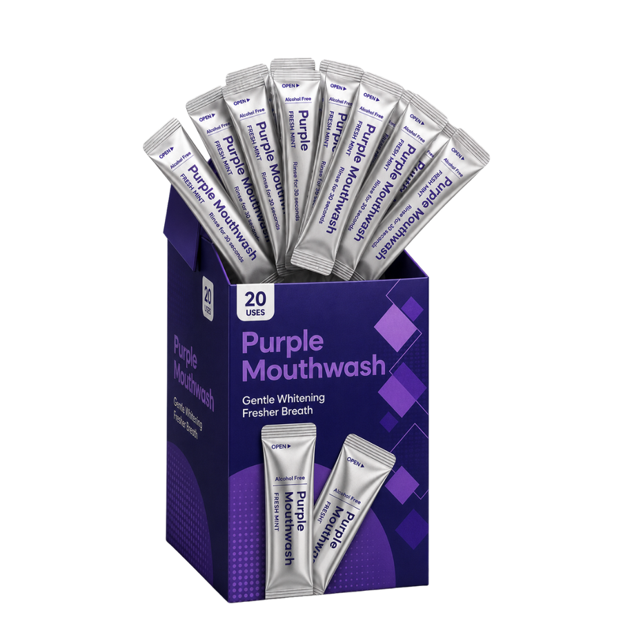 BR8 Purple Mouthwash Box mit einzeln portionierten Sticks